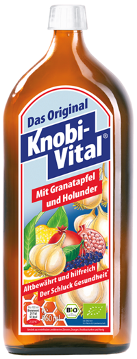 Abbildung der Flasche KnobiVital mit Granatapfel und Holunder