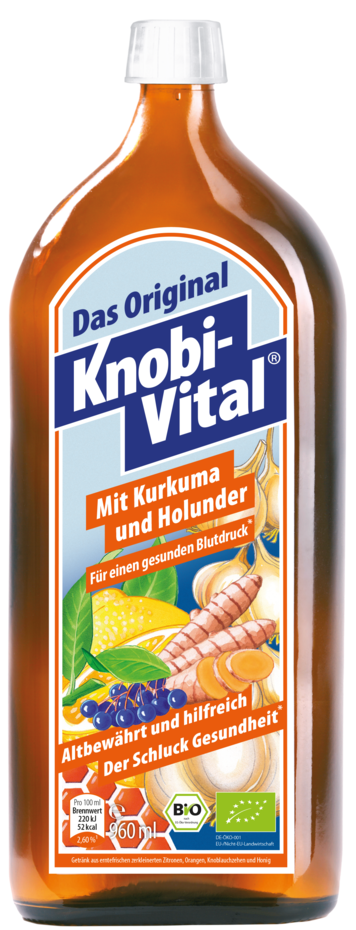 Abbildung der Flasche KnobiVital mit Kurkuma und Holunder