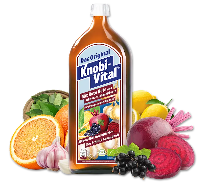Bild der Rote-Bete- und Schwarze-Johannisbeere-Flasche mit Früchten